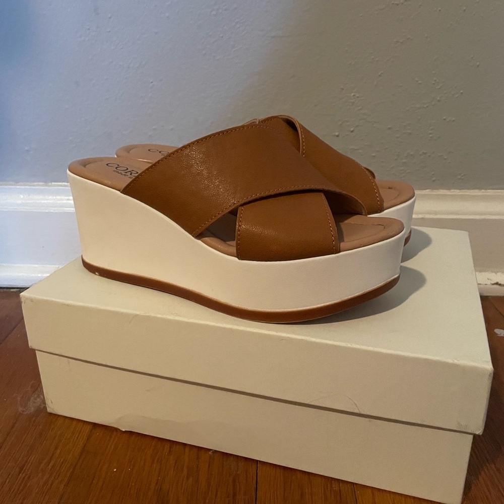Cordani Italy Della Criss Cross Genuine Leather Platform Wedge Sandal Sz. 36 EU - Picture 3 of 7